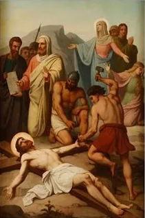 Jesus é pregado na cruz