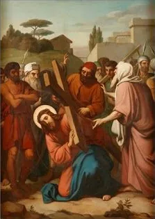 Simão ajuda Jesus a carregar a cruz